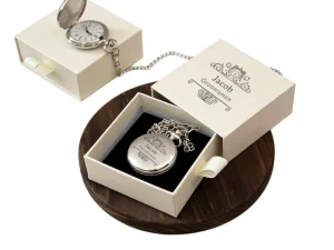 Personalized Engraved Antique Stainless Steel Quartz Movement Pocket Watch 3BAR Water Resistant 40mm Dial Stainless