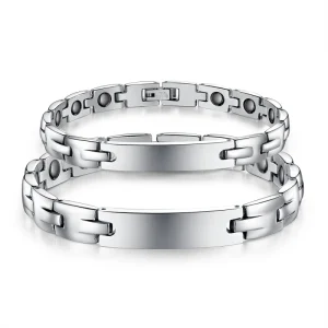 Personalized Geometric Stainless Steel Link Bracelet for Him and Her