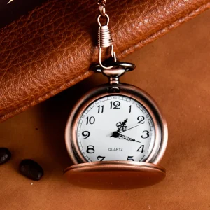 Personalized Retro Smooth Men Black Pocket Watch Rose Gold Polish Quartz Fob Pocket Watches Pendant Chain Custom Engraved Gift