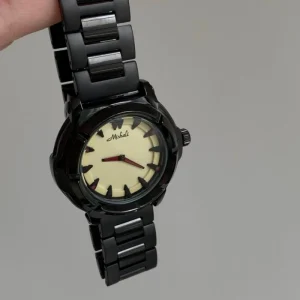 Personalized Watch Black and Cream Yellow Contrast Design Sweet Cool Fashion Watch Elegant Watch
