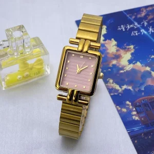 Petite Exquisite Square Women’s Watch with Alloy Strap Quartz Movement