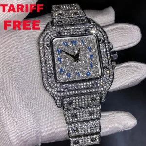 Pink Blue Mix Color Square Watch Fashion Hip Hop Quartz Diamond Watch for Men Iced Out Rapper Square Watch