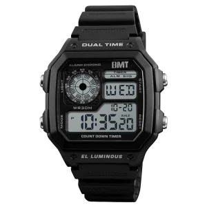 Plastic Material Men Wrist Luxury Steel Back Alarm Hour Stop Watch Sport Digital Watches