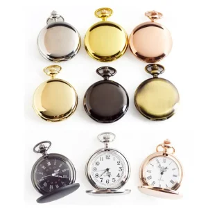 Pocket Watch Glossy Laser Logo Engraving Retro Flip Two sided Light Quartz Alloy Case Round Case Boshiyaya Casual
