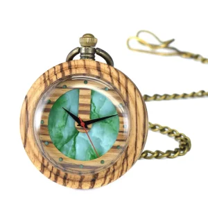 Pocket Watch Quartz Watch for Men Women All Natural Wooden Watch