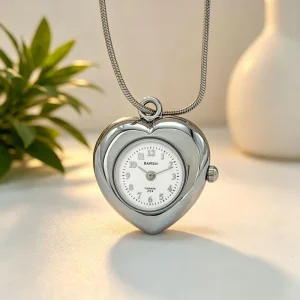 Pocket Women’s Watches With Necklace Chain Jewelry Lovely Heart Pendant Ladies Quartz for Gift