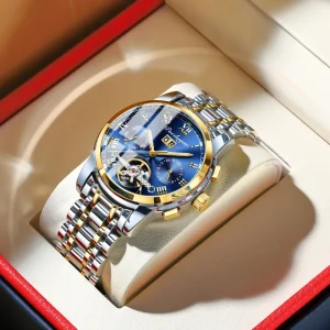 Poedagar 141 Automatic Tourbillon Watch for Men Fashion Stainless Steel Waterproof Multifunctional Mechanical Watches Men’s