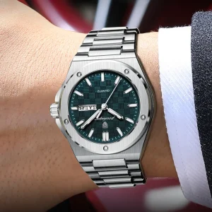 Poedagar 696 Men Stainless Steel Band Quartz Movement Watch Waterproof Fashion Business Luminous Calendar Wristwatch