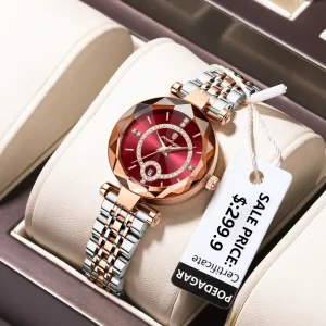 Poedagar 726 Diamond Ladies Quartz Watch Waterproof Date Stainless Steel Women Watch