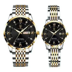 Poedagar Wrist Watches for Men and Women Stainless Steel Luxury Watch Waterproof Luminous Quartz Couple Watch