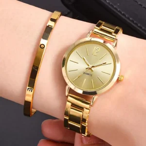 Popular Bracelet Watch Fashion Narrow Strap Gold Steel Strap Quartz Watch Women’s Student Dial