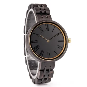Popular Customized Logo Designer Women Fashion Stainless Steel Black Sandalwood Quartz Watch