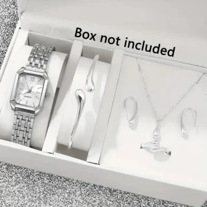 Popular Live Streaming Light Luxury Niche Women’s Alloy Watch Set Fashionable Rectangular Quartz Movement Pointer Multiple Time