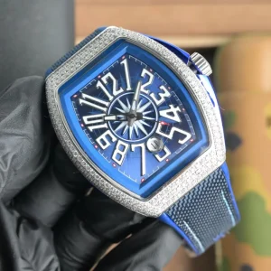 Popular Trendy Diamond studded Exquisite Stainless Steel Case Nylon Strap Men’s Watch Business Watch