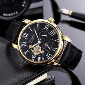 Popular and Trendy Fashion Stainless Steel Case Waterproof Men’s Fully Automatic Mechanical Wristwatch Business Watch