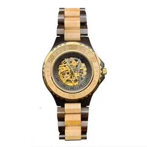 Premium Sandalwood Wristwatch Carved Indicators Skeleton Dial Personalized Wood Choices Water Resistance Watch