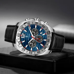 Private Label Chronograph Watches Mens Wristwatches Quartz Watches Rubber Strap