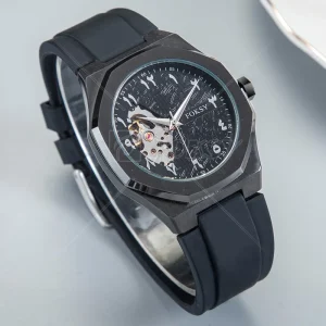 Private Label OEM Custom Logo Arabic Dial Casual Ultra Thin Black Fashion Wrist Luxury Mens Automatic Mechanical Watch for Men
