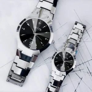 Pure Stainless Steel Simple Men Alloy Unisex Couple Rhinestone Wrist Simplicity Quartz Watches