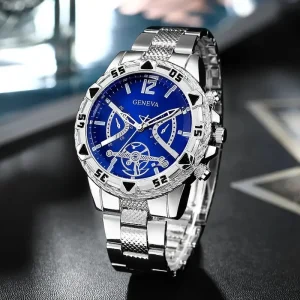 QW55 Men’s Luxury Cartoon Coin Sport Analog Stainless Steel Case Glass Dial Chronograph Luminous Hands Waterproof Quartz Watch