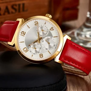 Quartz Genuine Leather Strap Stainless Steel Sapphire Crystal Luxury Sport Fashion 16mm Pointer Women’s Wrist Watch