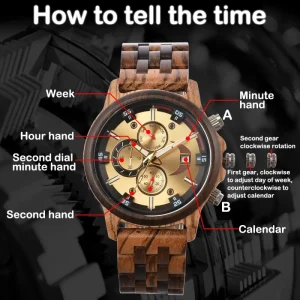 Quartz Men Watch Wooden Case Antique Fashion Business Style Chronograph Montre Homme Gift Supplier Personalized