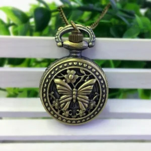Quartz Retro Flip Small Pocket Watch Classic Fashion Antique Alloy Case Iron Chain Strap Unisex Student Necklace Dial 25mm