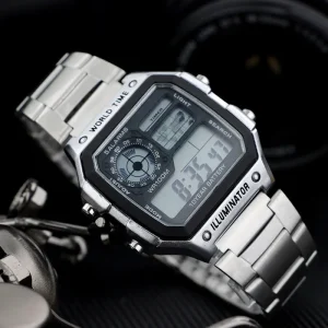 Quartz Stainless Steel Sports Chronograph Watch Waterproof Multi-Functional Electronic Digital Watch