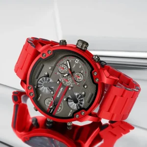 Quartz Watch Men’s 49mm Stainless Steel Band Chronograph Water Resistant Sport Watch