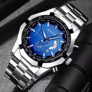 Quartz Watch Men’s Stainless Steel Waterproof Night Light Business Date