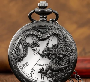 Quartz Watch Vintage Big Size Roman Dragon Pocket Watches