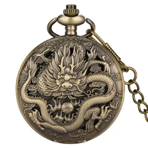 Quartz Watch Vintage Flower Big Size Roman Dragon Pocket Watches