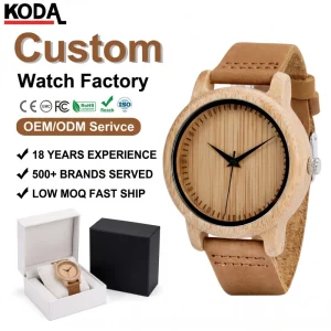 Quartz Watch Wooden Case Leather Band Glass Dial Fashion Analog Unisex Wooden Watch for Men