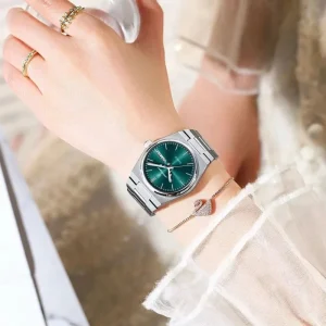 Quartz Watch for Women Elegant Waterproof Luminous Date Week Stainless Steel
