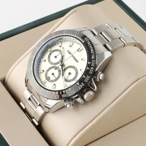 Quartz Wristwatch with Chronograph Function 20mm Band Stainless Steel Case