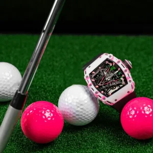 RM 38 02 Inspired Pink Golf Skeleton Tourbillon Watch Grade 5 Titanium Barrel Case Hollow Mechanical Sports Shockproof