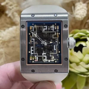 RM High Quality New 16 02 Rectangular Ultra Thin 9.5mm Skeleton Integrated Tourbillon Watch Titanium Case with Rubber Strap