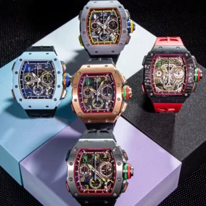 RM Series Dual Chronograph Watch with Skeleton Dial Carbon Fiber and Titanium Material Men’s Automatic Mechanical Watch