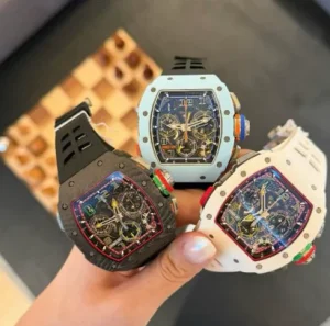 RM Series Dual Chronograph Watch with Skeleton Dial Men’s Automatic Mechanical Watch Carbon Fiber and Titanium Material