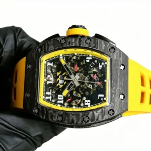 RM11 Carbon Fiber Tonneau Mechanical Watch Sapphire Crystal Rubber Strap Sports Mens Watch