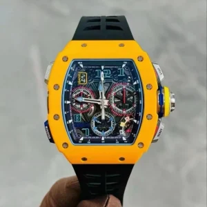 RM65 01 Men’s Watch, Luxury Motorsports Style, Square Ceramic Case, Sapphire Crystal, Rubber Strap, Power Reserve