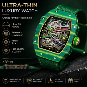 RM67-02 7.8mm Ultra-Thin Carbon Fiber Watch Stainless Steel Sapphire Crystal Mechanical Movement 10 Bar Water