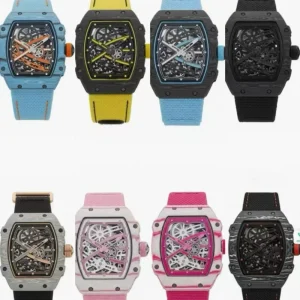 RM67 02 Black Knight Carbon Fiber Case 7.8mm Ultra Thin 7 O Clock Real Balance Wheel 60H Power Reserve Velcro Watch Strap