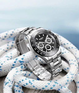 ROSDN G3720 Sport Stainless Steel Quartz Watch Sapphire Glass Multi-Function Miyota Movement Water Resistant for Men