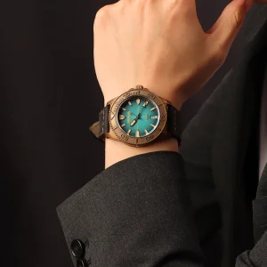 Raw Bronze Case Luxury Sport Diving Watch Water Resistant 200M 20mm Band Luminous Analog Automatic Mechanical