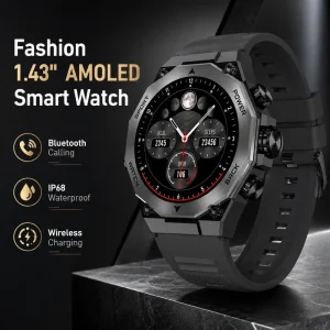 Ready to Ship Fashion 1.43 Inch AMOLED Smart Watch Bluetooth Calling IP67 Waterproof Wireless Charging Smartwatch