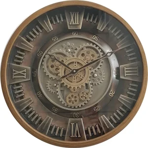 Real Moving Gears Giant Decorative Rustic Retro Farmhouse Arabic Numeral Gear Clock Wall
