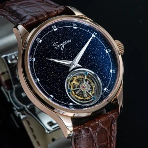 Real Tourbillon ST8230 Hand Winding Mechanical Blue Sandstone Starry Sky Dial Watch