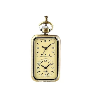 Rectangle Bronze Dia Roman Double Quartz Pocket Watch