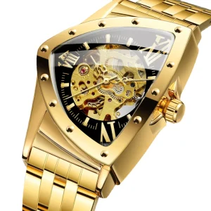 Reloj Para Hombre Luxury Custom Men Triangle Skeleton Watch Wristwatch Mechanical Watch